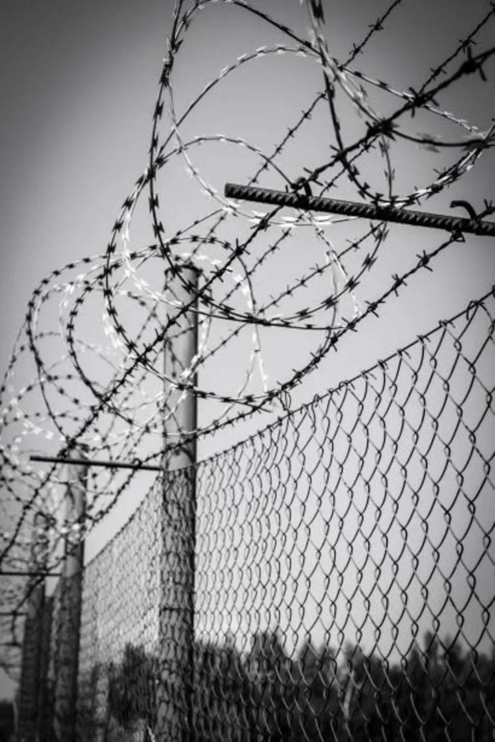 Security fence and barbed wire representing incarceration